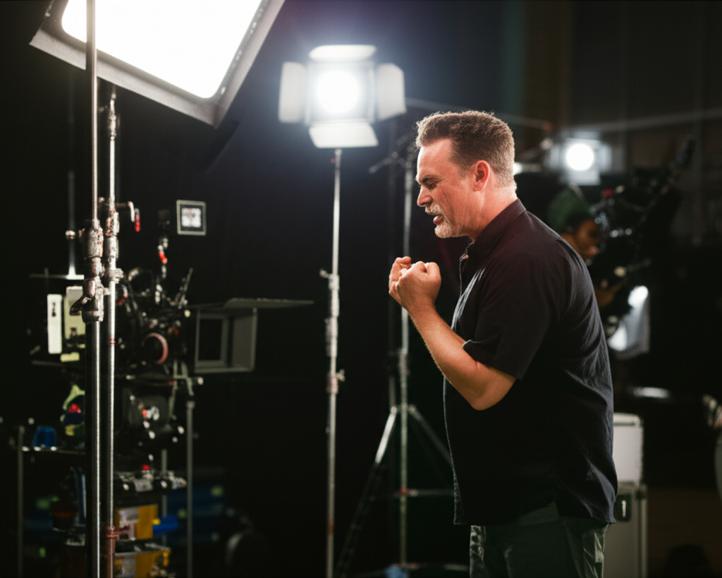 Actor performing on a film set